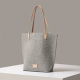 Hana Merino Wool Felt Tote, Granite Felt / Natural Leather