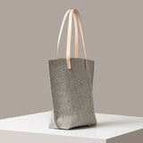 Hana Merino Wool Felt Tote, Granite Felt / Natural Leather