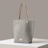 Hana Merino Wool Felt Tote, Granite Felt / Natural Leather
