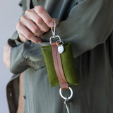 Merino Wool Card Key Fob - Moss Sienna