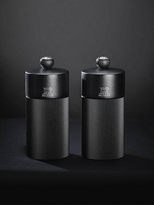 peugeot set of black line pepper and salt mill