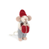 Felt White Mouse With Present Ornament