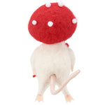 back of mouse with a red mushroom hat 