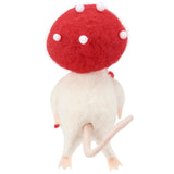 back of mouse with a red mushroom hat 