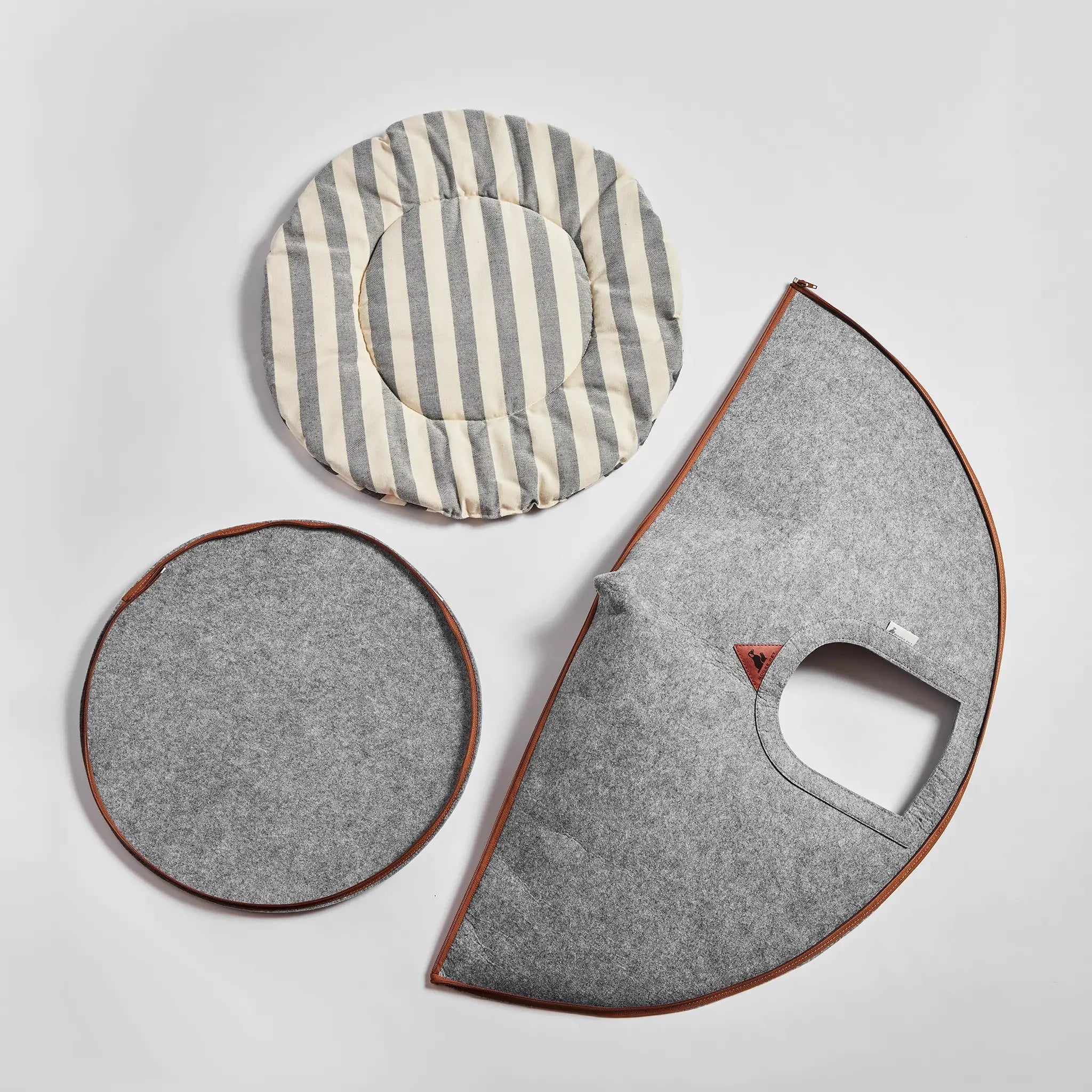 three components of pet cave laid flat