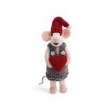 White Mouse In a Smock with Heart Ornament