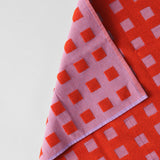 Cotton Tea Towel - Lilac & Warm Red Squares | Wrap