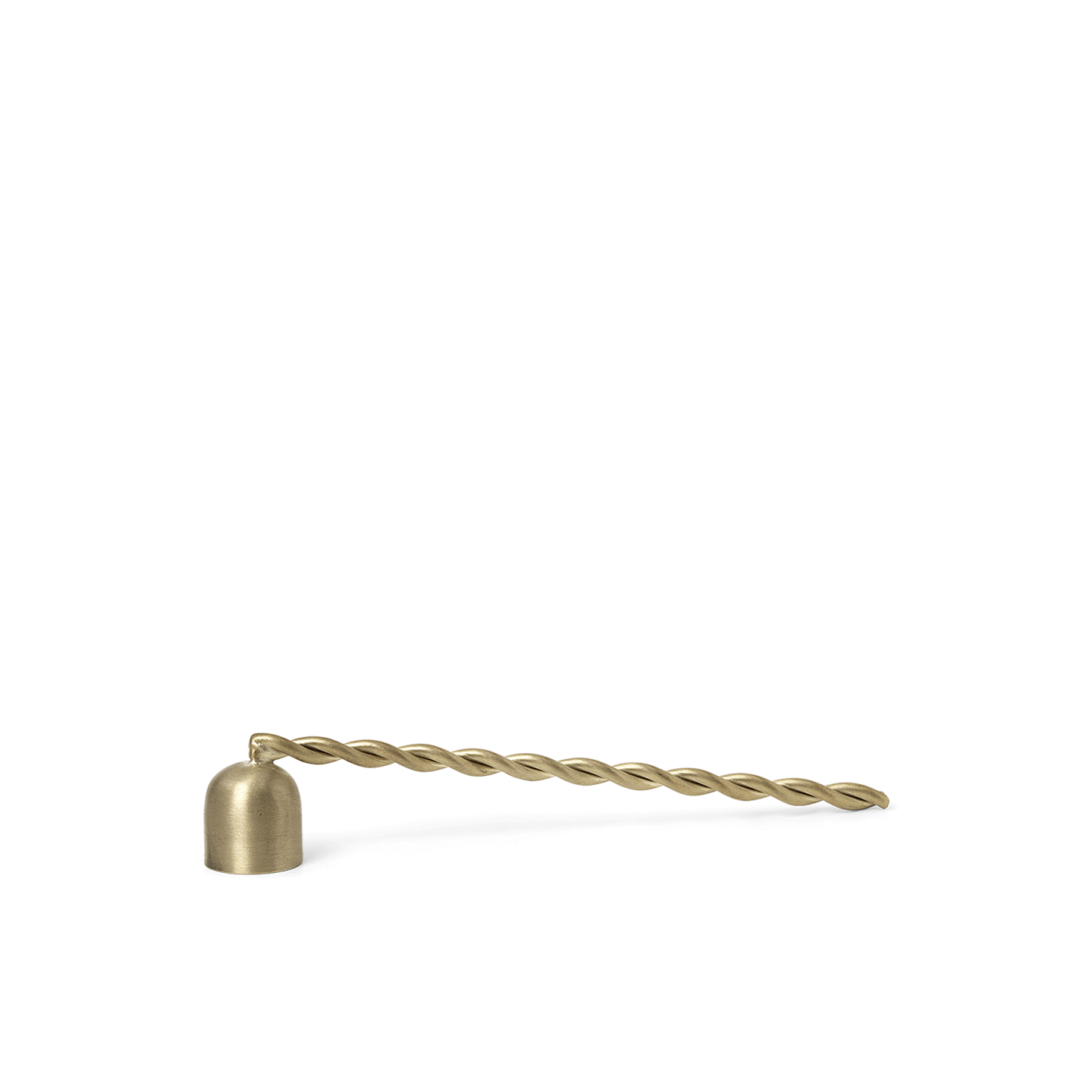 Gold candle snuffer with a twisted handle 
