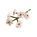 Decorative floral branch with white flowers and green leaves 