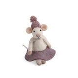 Felt Mouse in Purple Party Dress Ornament