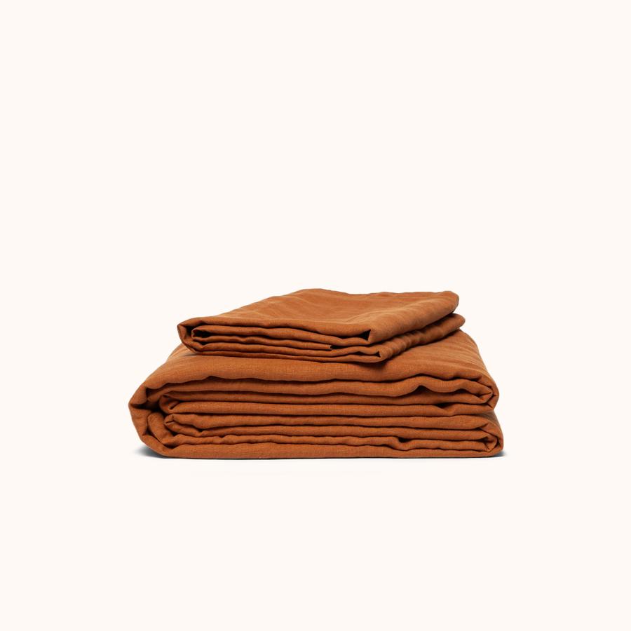 Heirloom Linen Queen Sheet Set, Terracotta