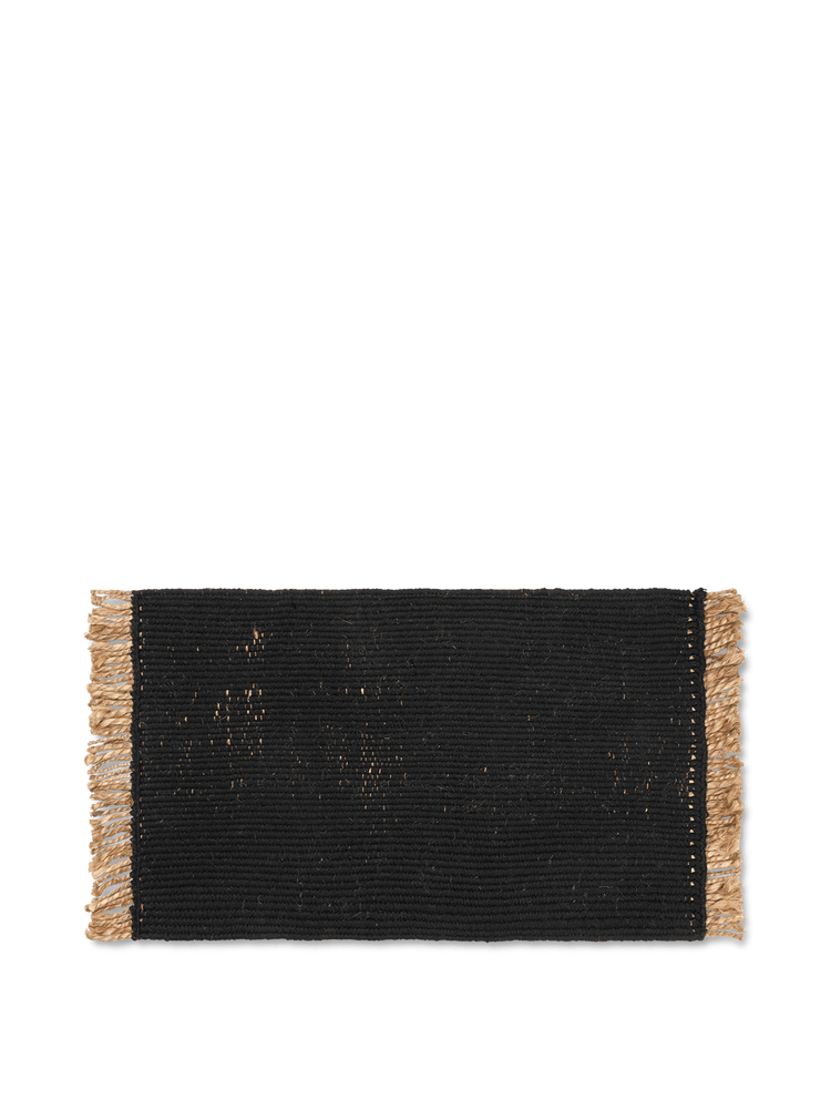 ferm living black jute and recycled plastic mat