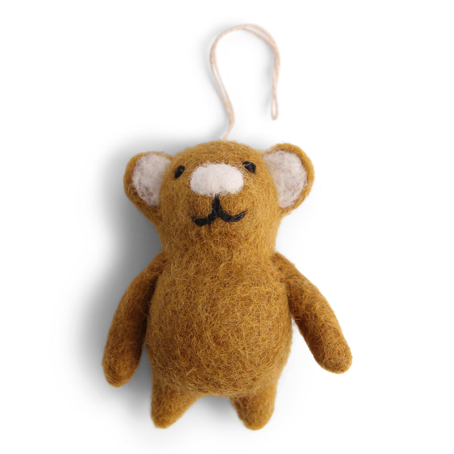 Felt Chubby Mini Teddy Ornament, Gold Brown
