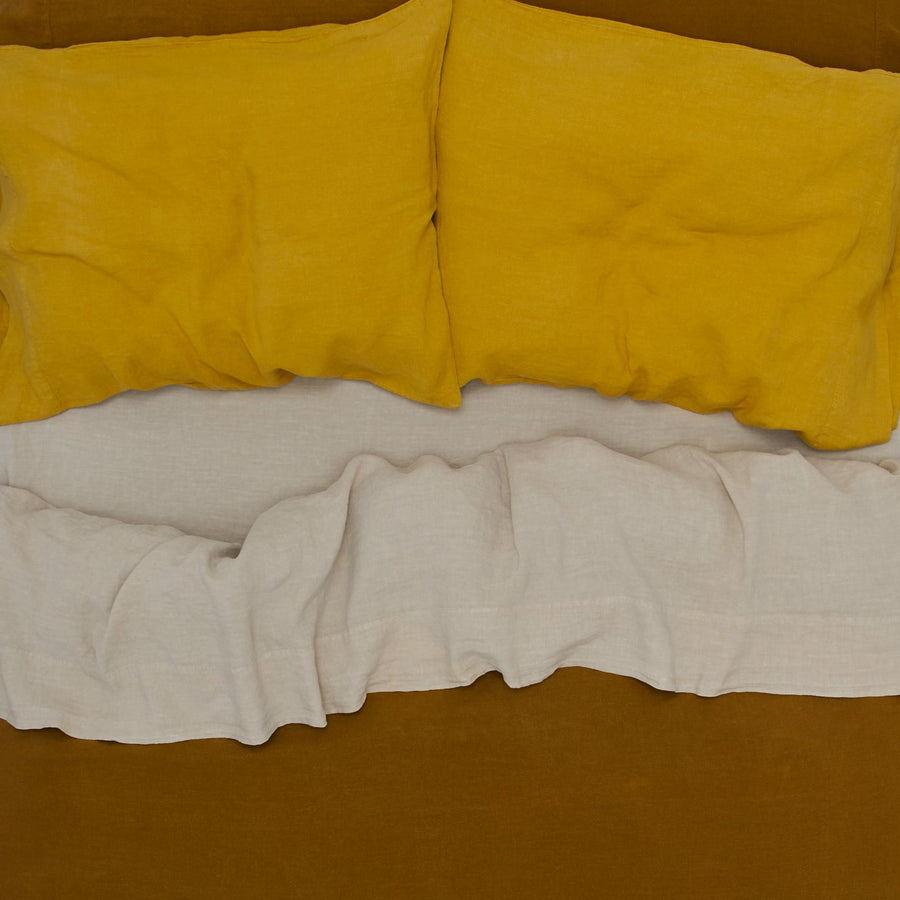 Simple Linen Bedding, Mustard