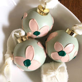 Hand-Painted Ceramic Ball Ornaments, Mint