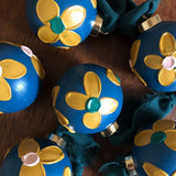 Hand-Painted Ceramic Ball Ornaments, Blues