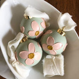 Hand-Painted Ceramic Ball Ornaments, Mint