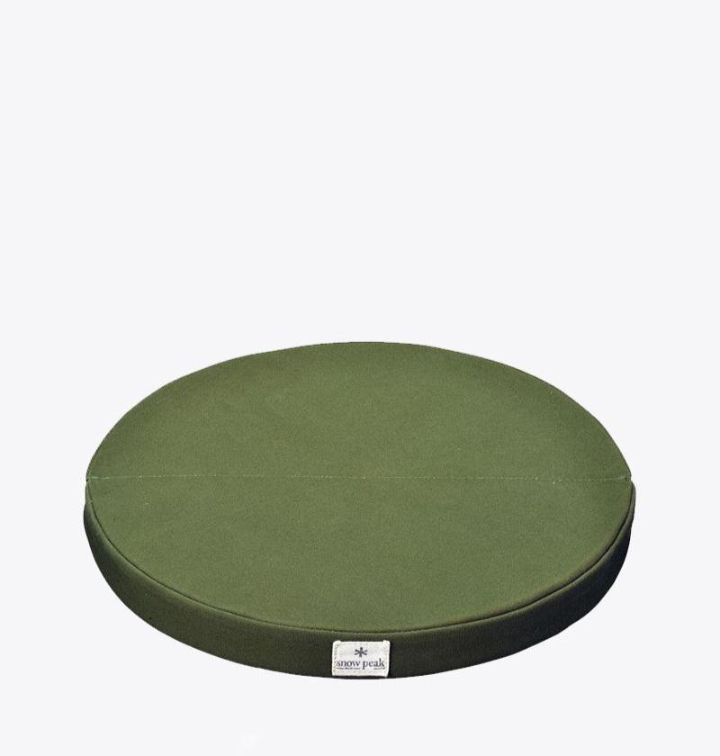 Snow Peak Green Lounge Cushion, unfolded on a white background.