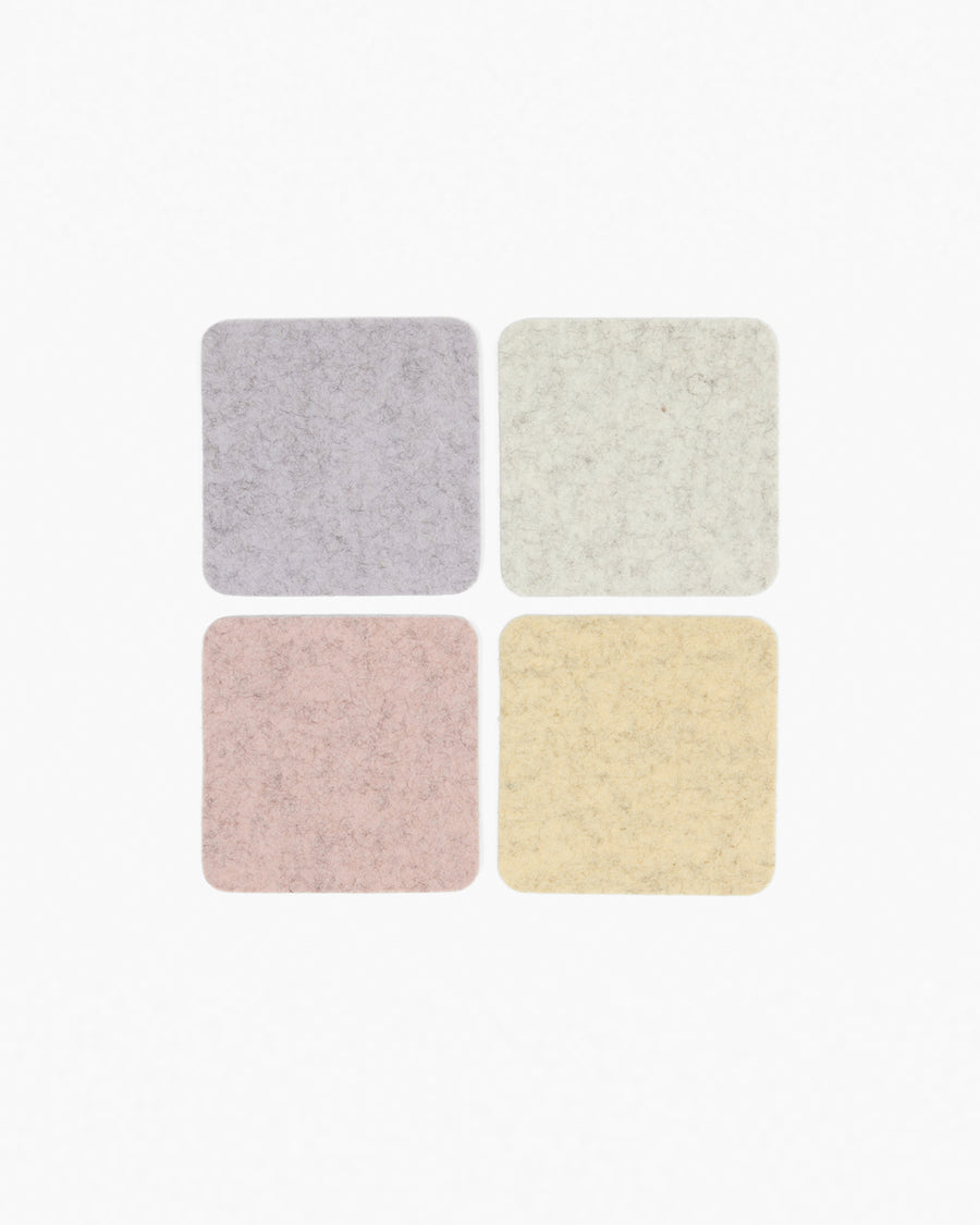 Merino Wool Felt Multi Color Coasters Set of 4, Square