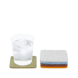 Merino Wool Felt Multi Color Coasters, Set of 6 - Square