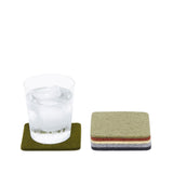 Merino Wool Felt Multi Color Coasters, Set of 6 - Square