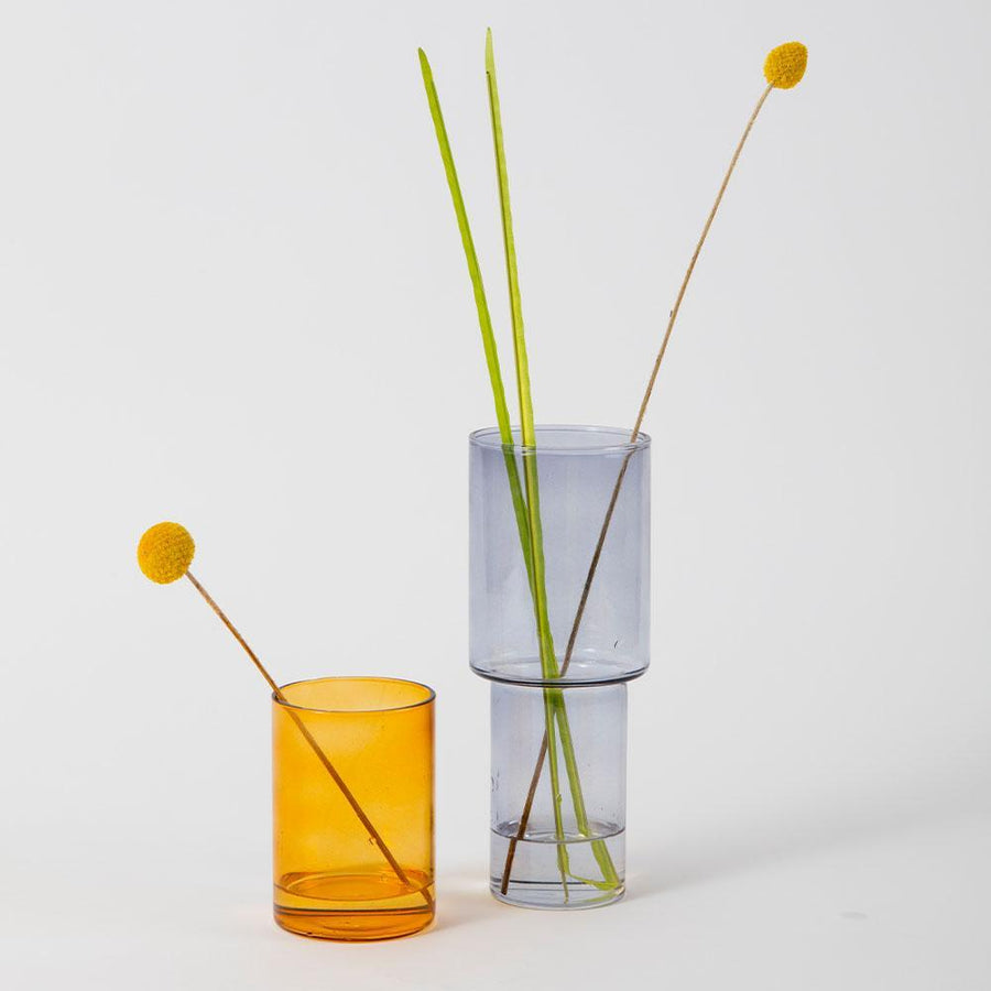 Stacking Glass Vase, Grey + Orange