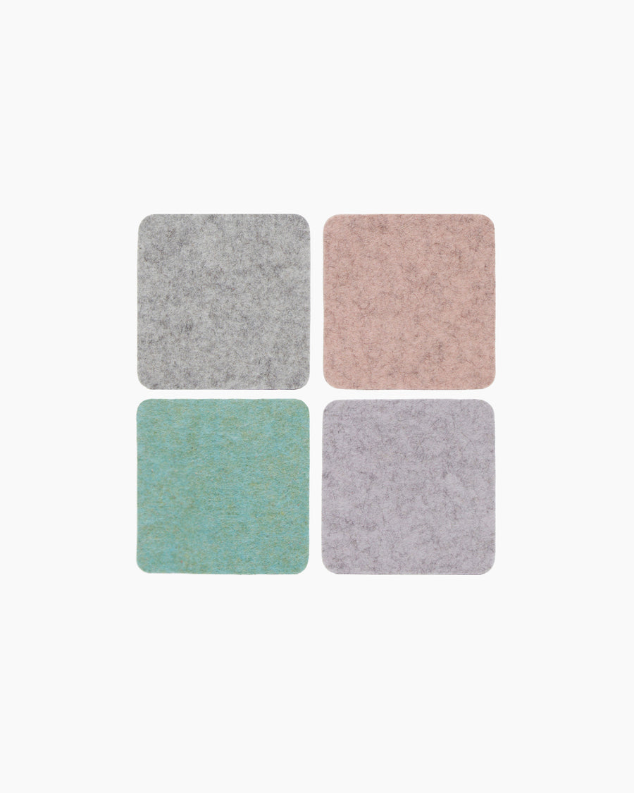 Merino Wool Felt Multi Color Coasters Set of 4, Square