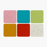 Merino Wool Felt Multi Color Coasters, Set of 6 - Square