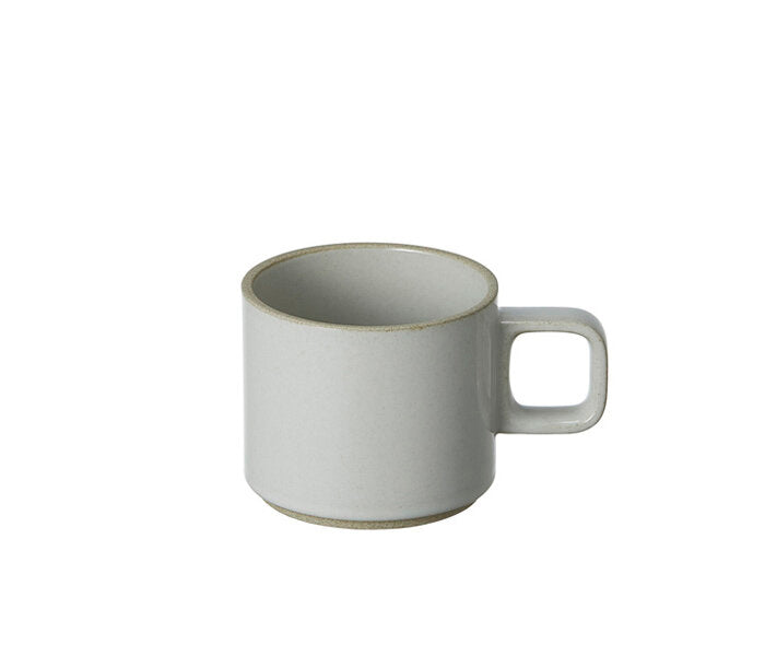 Hasami Porcelain 11 oz. Mug in the Gloss Grey Color depicted against a white background.