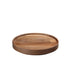 Hasami Porcelain walnut wood tray, circular design, ideal for tableware stacking and versatile serving solutions.