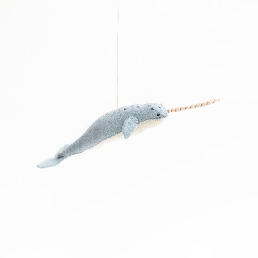 Narwhal Ornament, Grey-Blue