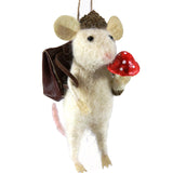 Little Mushroom Forager Mouse Ornament