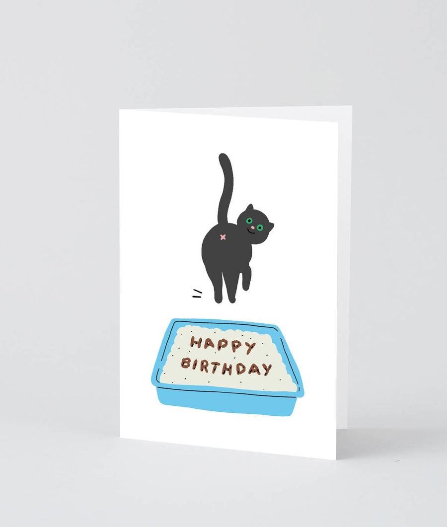 'Birthday Cat Poop' Greetings Card