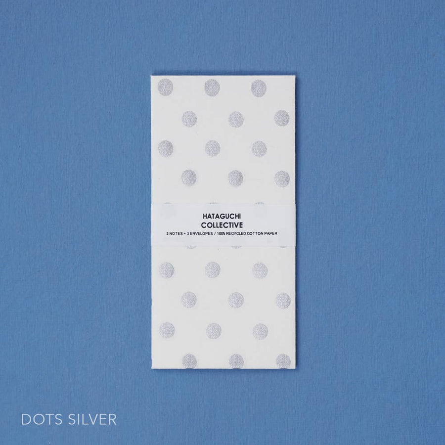 Hataguchi Collective Large Notecard + Envelope Set, Silver Dots