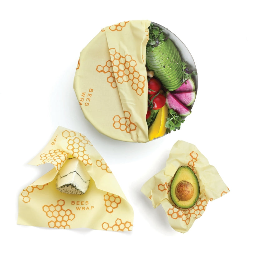 Bee's Wrap Assorted Sizes, Honeycomb Print - Pack of 3