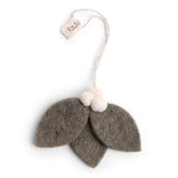 Dusty Green Leaves and White Berries Felt Ornament