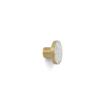 Ferm Living Brass and Marble Large Hook or Knob - white marble inset into brass round hook/knob, side view - Acacia