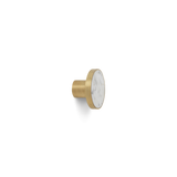 Ferm Living Brass and Marble Large Hook or Knob - white marble inset into brass round hook/knob, side view - Acacia
