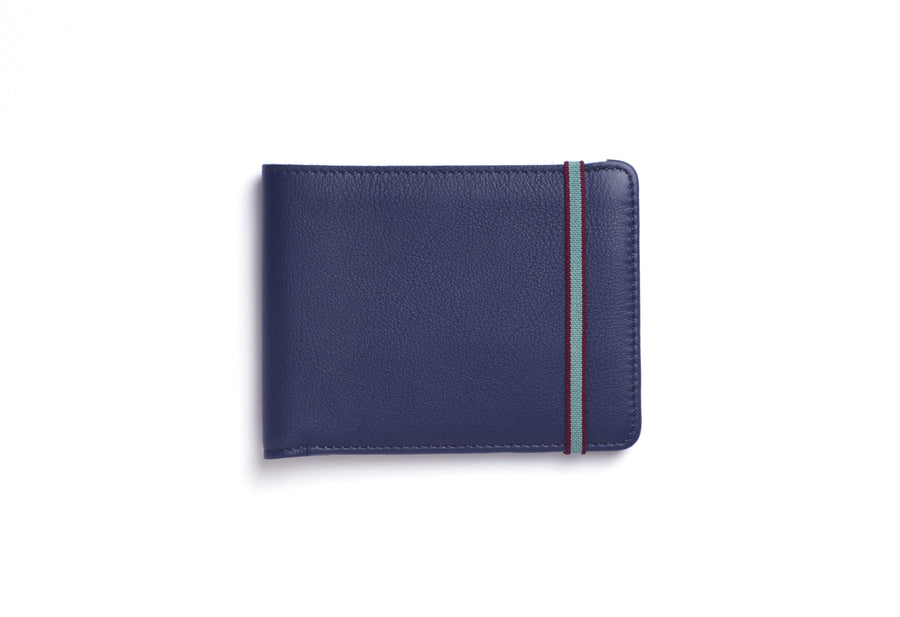 Carré Royal Leather Minimalist Wallet, Navy